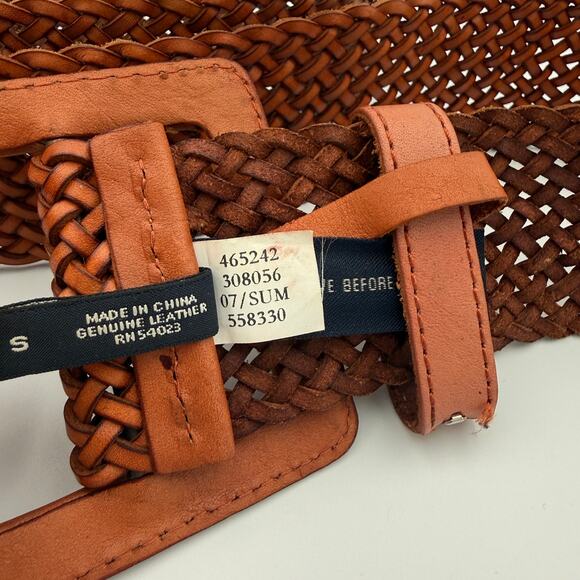 NWOT Banana Republic Woven Belt Women's Small Brown Genuine Leather Classic Boho - Picture 4 of 8